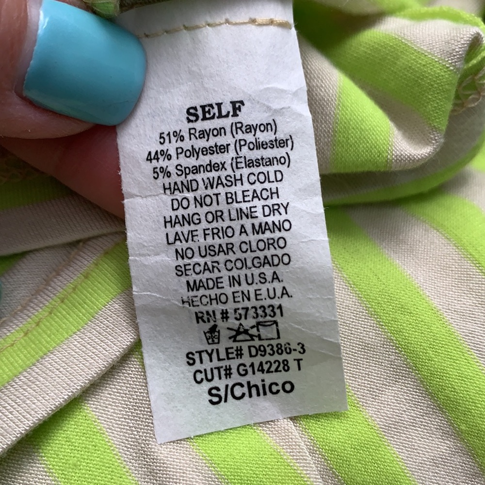Gilli Lime Green Cream Stripe Dress Small Stretch Sleeveless Elastic Waist - Picture 5 of 5